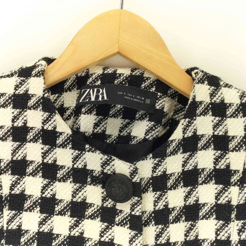 ザラ ZARA ツイードノーカラージャケット レディース import:S