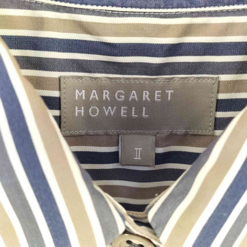 マーガレットハウエル MARGARET HOWELL コットン ストライプ 長袖 シャツ レディース 2