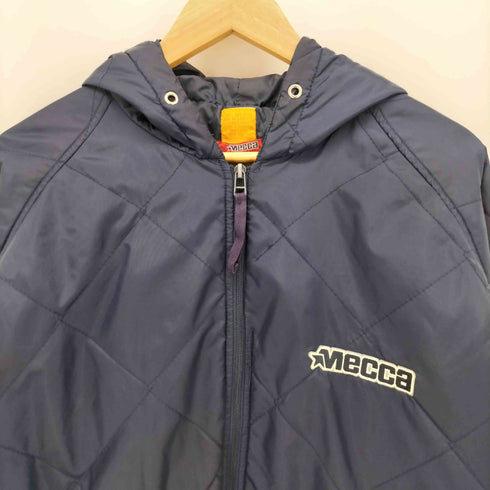 メッカ mecca 90-00s ロゴ刺繍 ナイロン キルティング ジップアップ フーディジャケット メンズ import:M