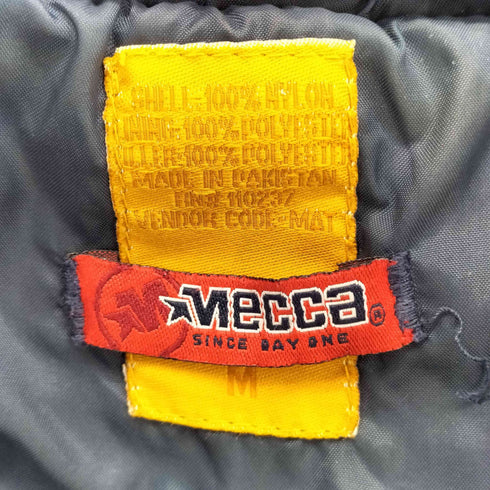 メッカ mecca 90-00s ロゴ刺繍 ナイロン キルティング ジップアップ フーディジャケット メンズ import:M