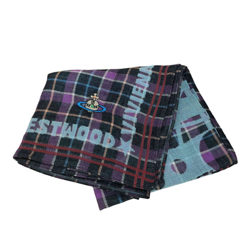 ヴィヴィアンウエストウッド Vivienne Westwood オーブロゴ刺繍 大判プリント タータンチェック ハンカチ レディース