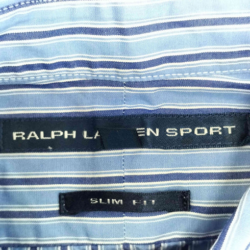 ラルフローレンスポーツ RALPH LAUREN SPORT SLIM FIT ポニー刺繍 ストライプ柄 L/S シャツ レディース JPN:7号