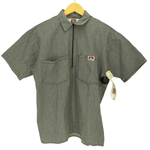 ベンデイビス BEN DAVIS USA製 ヒッコリーストライプ ハーフジップ S/S プルオーバーシャツ メンズ import:M