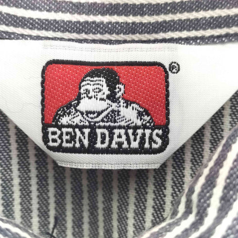 ベンデイビス BEN DAVIS USA製 ヒッコリーストライプ ハーフジップ S/S プルオーバーシャツ メンズ import:M
