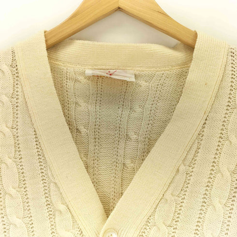 ジャンセン jantzen USA製 70S 白タグ ケーブル編みカーディガン メンズ import:M