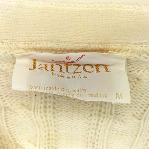 ジャンセン jantzen USA製 70S 白タグ ケーブル編みカーディガン メンズ import:M