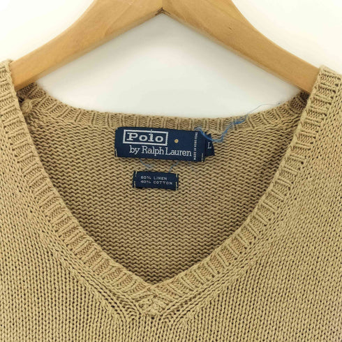 ポロバイラルフローレン Polo by RALPH LAUREN 90S 香港製 ポニー刺繍 リネン混 ニットベスト メンズ import:L
