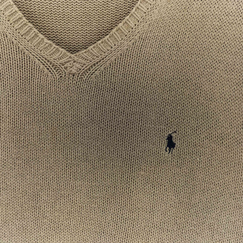 ポロバイラルフローレン Polo by RALPH LAUREN 90S 香港製 ポニー刺繍 リネン混 ニットベスト メンズ import:L