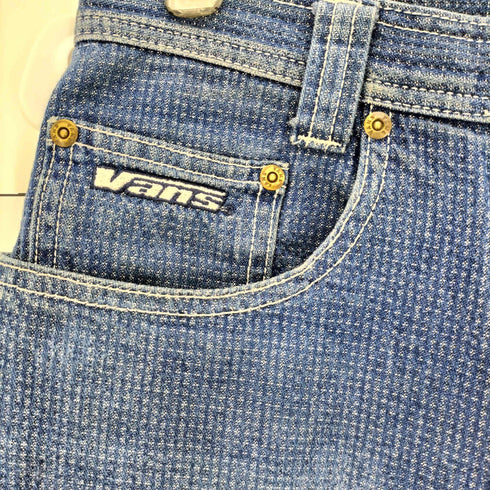 バンズ VANS 90S 旧ロゴ刺繍タグ ワッフル デニムショーツ メンズ JPN:M