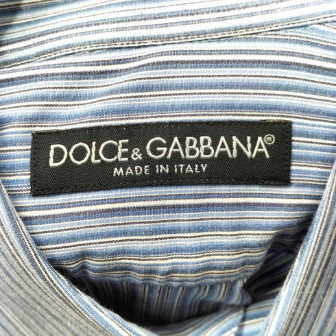 ドルチェアンドガッバーナ DOLCE&GABBANA 比翼 ストライプ柄 ロングスリーブ シャツ メンズ 37