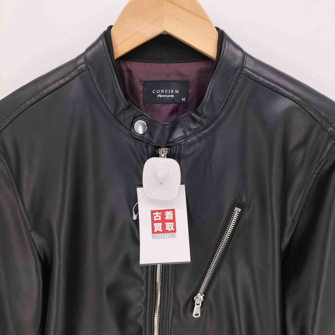 コンファーム CONFIRM フェイクレザー シングル ライダースジャケット メンズ import:M