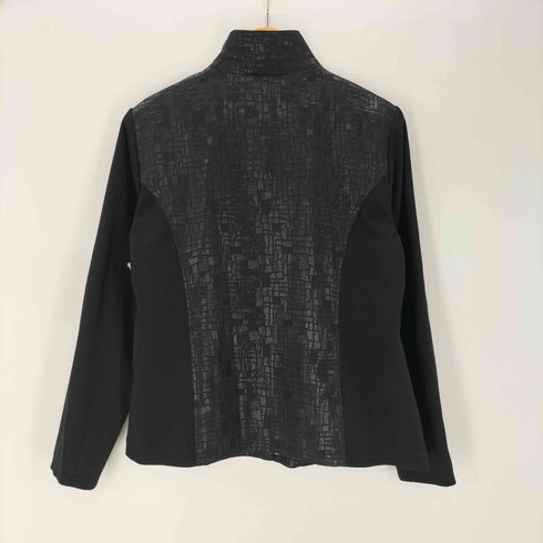 90-00S OLD 凹凸 ラメ キルト スイッチング ジップ アップ ブルゾン ジャケット ブラック Y2K メンズ import:XL