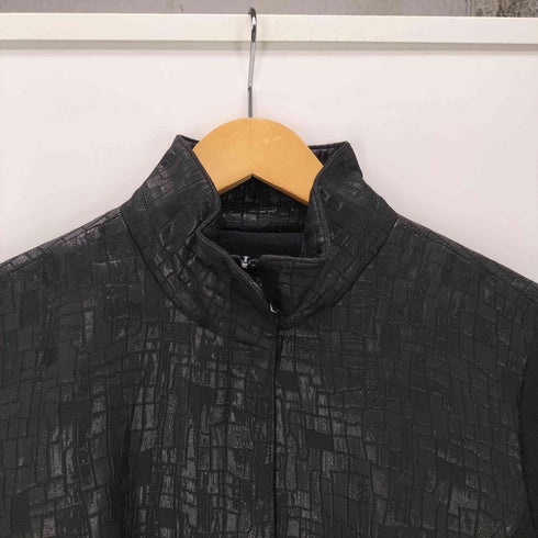 90-00S OLD 凹凸 ラメ キルト スイッチング ジップ アップ ブルゾン ジャケット ブラック Y2K メンズ import:XL