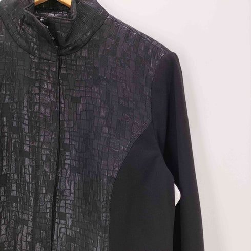 90-00S OLD 凹凸 ラメ キルト スイッチング ジップ アップ ブルゾン ジャケット ブラック Y2K メンズ import:XL