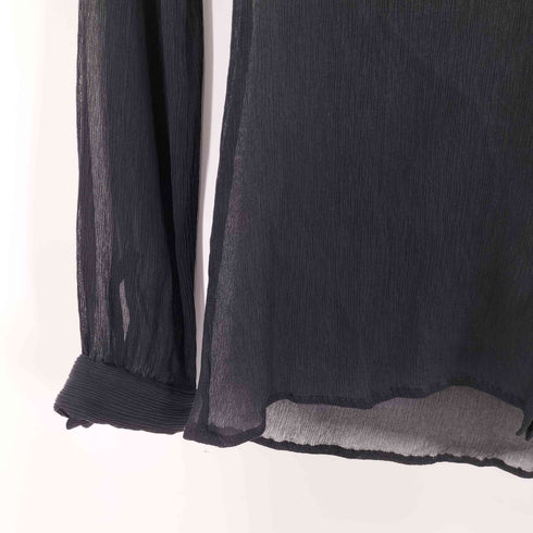 マックスマーラ MAX MARA MADE IN ITALY SILK 100% イタリア製 銀タグ 絹 シルク シワ プリーツ シアー シャツ ブラック レディース EUR:38