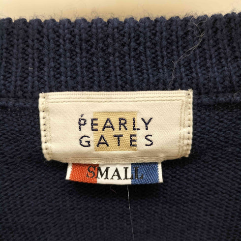 パーリーゲイツ PEARLY GATES 刺繍 クルーネック ウール リブ ニット メンズ JPN:S
