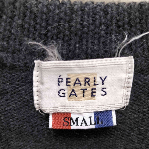 パーリーゲイツ PEARLY GATES ロゴ 刺繍 クルーネック ウール リブ ニット メンズ JPN:S