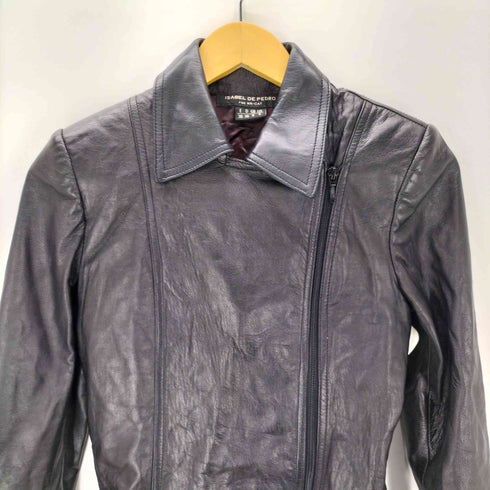 ISABEL DE PEDRO MADE IN ITALY Lamb Leather イタリア製 羊革 オール ラム レザー ダブル ライダース ジャケット Y2K レディース EUR:38