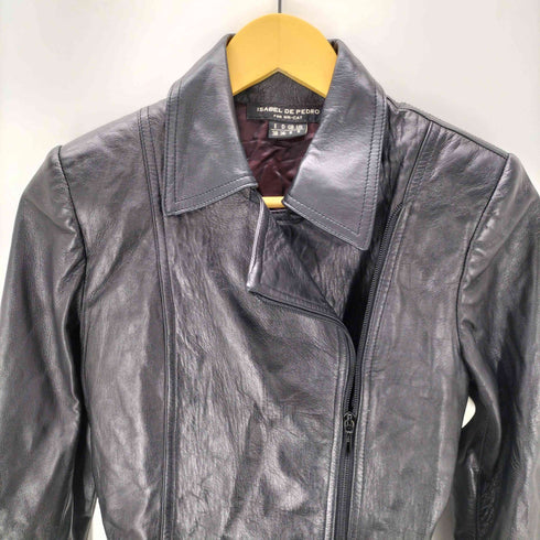 ISABEL DE PEDRO MADE IN ITALY Lamb Leather イタリア製 羊革 オール ラム レザー ダブル ライダース ジャケット Y2K レディース EUR:38