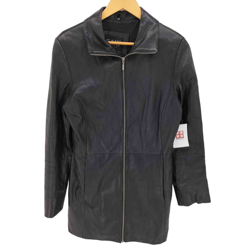 SAKI LEATHER 本革 ジップアップ スタンドカラー レザーコート レディース 38