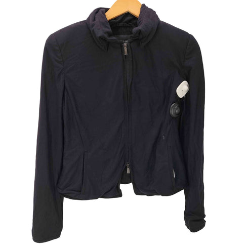 ジョルジオアルマーニ Giorgio Armani 90-00S OLD MADE IN ITALY イタリア製 変形 ダブルジップ クロップド ジャケット ブラック LAMPO ジップ Y2K レディース
