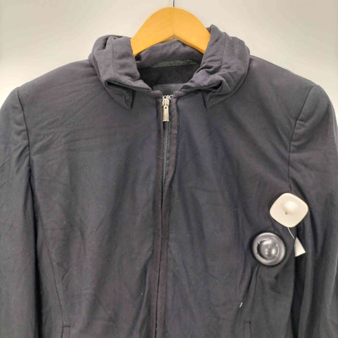 ジョルジオアルマーニ Giorgio Armani 90-00S OLD MADE IN ITALY イタリア製 変形 ダブルジップ クロップド ジャケット ブラック LAMPO ジップ Y2K レディース