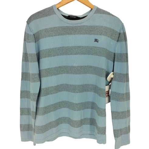 バーバリーブラックレーベル BURBERRY BLACK LABEL ホース刺繍 ボーダー クルーネック 長袖 Tシャツ レディース JPN:2