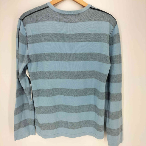 バーバリーブラックレーベル BURBERRY BLACK LABEL ホース刺繍 ボーダー クルーネック 長袖 Tシャツ レディース JPN:2
