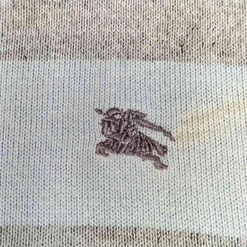 バーバリーブラックレーベル BURBERRY BLACK LABEL ホース刺繍 ボーダー クルーネック 長袖 Tシャツ レディース JPN:2