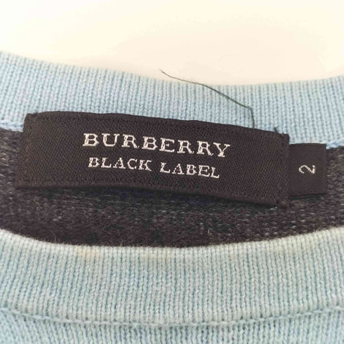 バーバリーブラックレーベル BURBERRY BLACK LABEL ホース刺繍 ボーダー クルーネック 長袖 Tシャツ レディース JPN:2