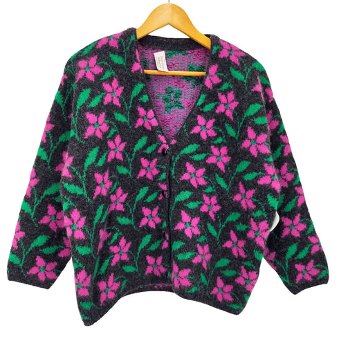 ユナイテッドカラーズオブベネトン UNITED COLORS OF BENETTON 80-90S イタリア製 花柄 ニット カーディガン レディース