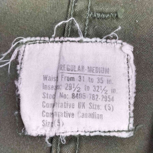 ユーエスアーミー U.S. ARMY 60S 67年製造 WINFIELD社 gripper zipper M-65フィールドカーゴパンツ メンズ JPN:M
