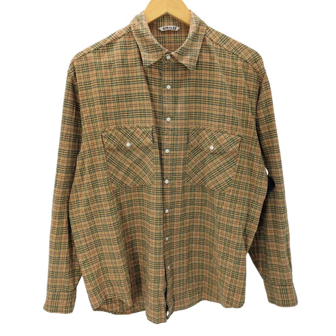オーラリー AURALEE 21AW SILK COTTON BRUSHED FLANNEL SHIRTS シルク コットン ブラッシュド フランネル シャツ チェック メンズ JPN:4