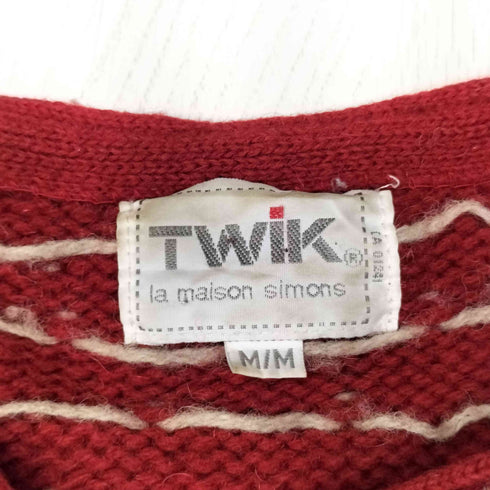 TWIK 90s 香港製 バーズアイ ノルディック柄 切替 カーディガン レディース M