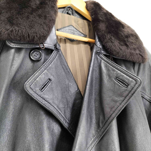 lamb leather ラムレザー 羊革 襟ファー トレンチコート メンズ