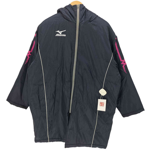 ミズノ MIZUNO 中綿 ロゴプリント ジップアップ フーデッド ベンチコート メンズ FREE