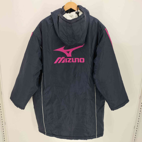 ミズノ MIZUNO 中綿 ロゴプリント ジップアップ フーデッド ベンチコート メンズ FREE