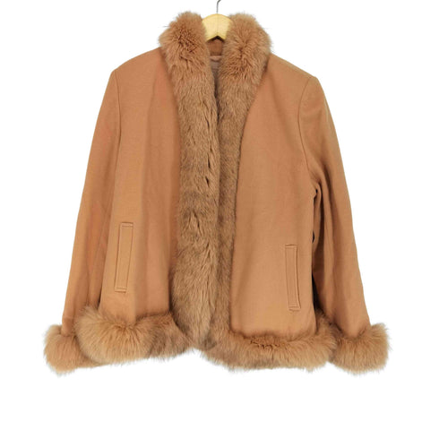 cashmere カシミヤ混 ファー ジャケット レディース M