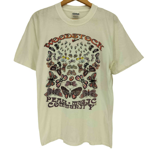 ギルダン GILDAN 00s HEAVY WEIGHT COTTON WOODSTOC 蝶 両面プリント 半袖Tシャツ メンズ import:M