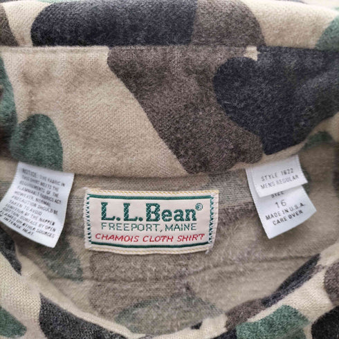 エルエルビーン L.L.Bean 80S OLD USA製 FREEPORT MAINE CHAMOIS CLOTH SHIRT ダックハンター カモフラ 迷彩 シャモアクロス シャツ メンズ 16
