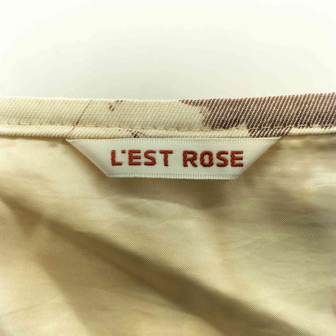 L'EST ROSE フローラルプリント クロシェ編みデザイン フレアスカート レディース
