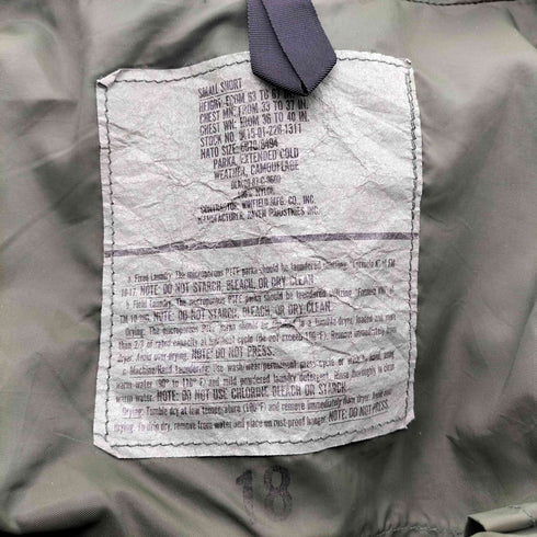 ユーエスアーミー U.S. ARMY 80S 87年会計 米軍 アメリカ軍 実軍 ECWCS GEN1 GORE-TEX PARKA PARKA EXTENDED COLD WHEATHER CAMOFULAGE メンズ import:S