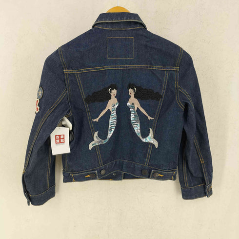 マークジェイコブス MARC JACOBS Denim Contrast Stitch Pin Charms Sequin Mermaid Jacket デニム コントラスト スティッチ ピン チャームズ スパンコール マーメイド ジャケット Y2K レディース S