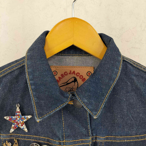 マークジェイコブス MARC JACOBS Denim Contrast Stitch Pin Charms Sequin Mermaid Jacket デニム コントラスト スティッチ ピン チャームズ スパンコール マーメイド ジャケット Y2K レディース S