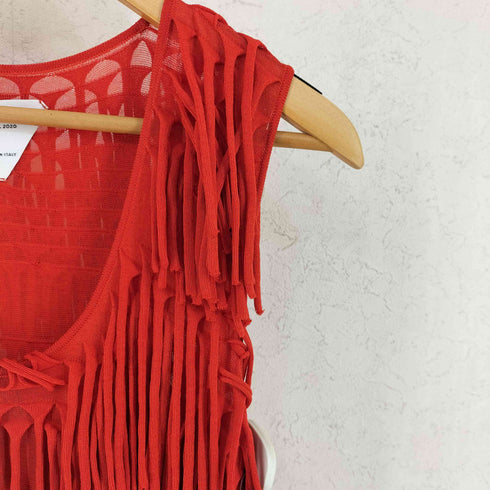 ボッテガヴェネタ BOTTEGA VENETA Tassel Trim Top タッセル トリム トップ フリンジ ノースリーブ カットソー レディース S