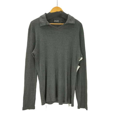 ダナキャランニューヨーク DKNY 90-00S OLD コットン レーヨン ボーダー スキッパー ポロ カットソー メンズ import:L