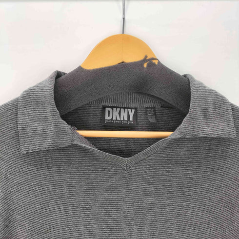 ダナキャランニューヨーク DKNY 90-00S OLD コットン レーヨン ボーダー スキッパー ポロ カットソー メンズ import:L