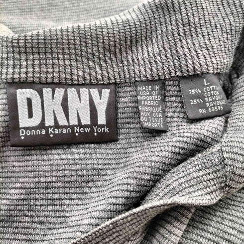 ダナキャランニューヨーク DKNY 90-00S OLD コットン レーヨン ボーダー スキッパー ポロ カットソー メンズ import:L
