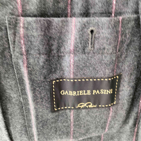 GABRIELE PASINI イタリア製 ウール100 ストライプ 3ピース 3Bテーラードジャケット + ジレ + ワンタックスラックス メンズ 50