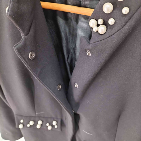 ザラ ZARA パール ノーカラージャケット レディース import:L
